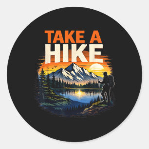Take Hike Vintage Mountain Camping Adventure Classic Round Sticker