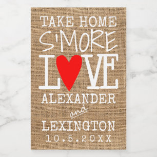 Take Home S'More Love Country Burlap Look Food Label