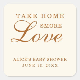 Take Home Smore Love Elegant Ivory Baby Shower Square Sticker