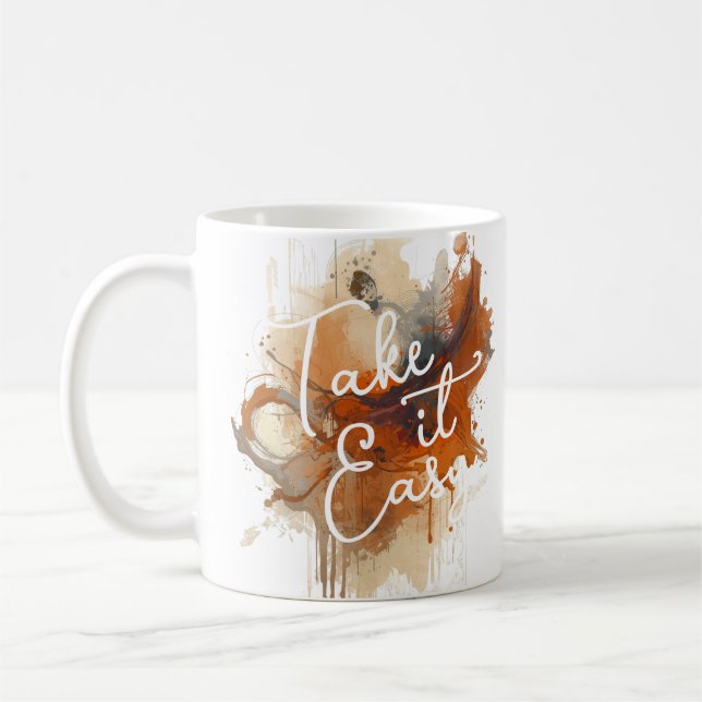 "Take It Easy" Abstract Art Coffee Mug (Left)