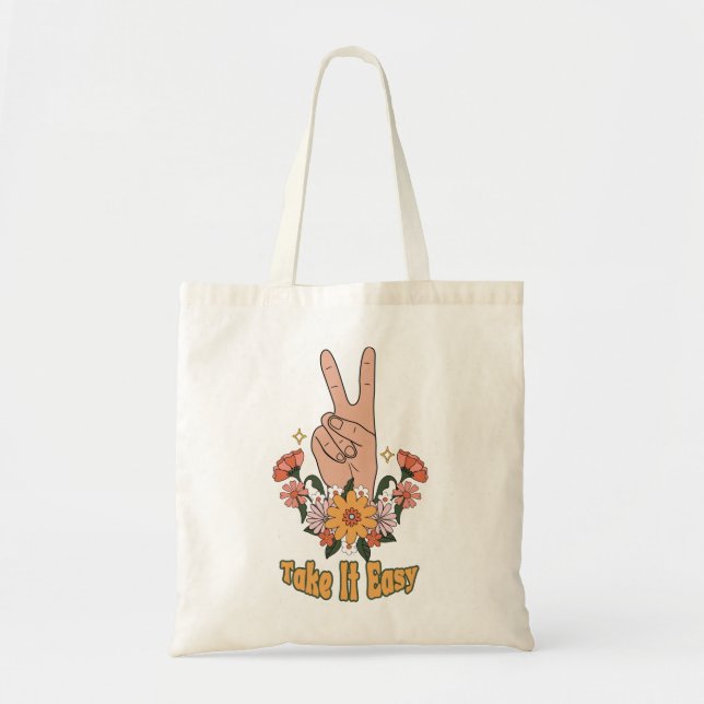 Take It Easy Boho Floral  Tote Bag (Front)