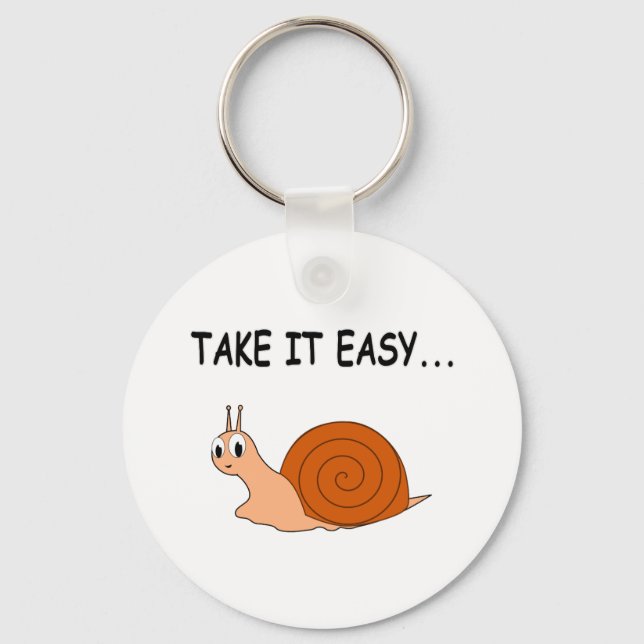 Take It Easy Cute Cartoon Snail Key Ring (Front)