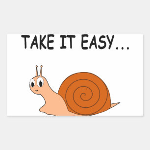 Take It Easy Cute Cartoon Snail Rectangular Sticker