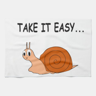 Take It Easy Cute Cartoon Snail Tea Towel