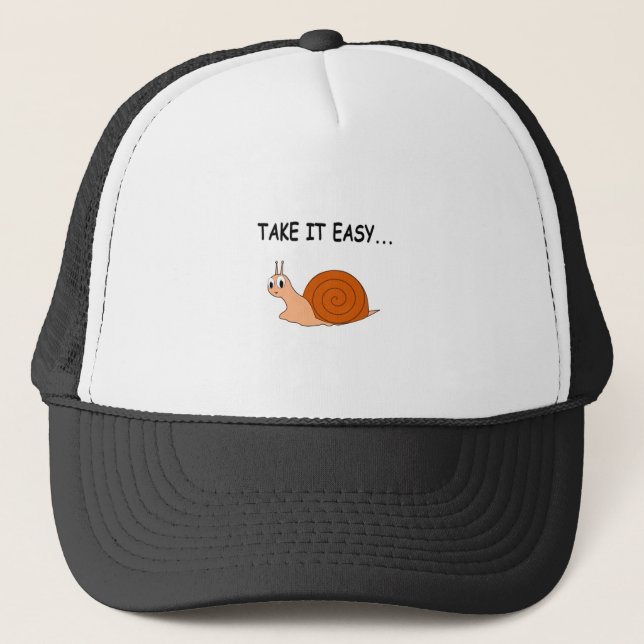 Take It Easy Cute Cartoon Snail Trucker Hat (Front)