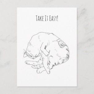 Take It Easy — Minimalist Sleeping Cat Postcard