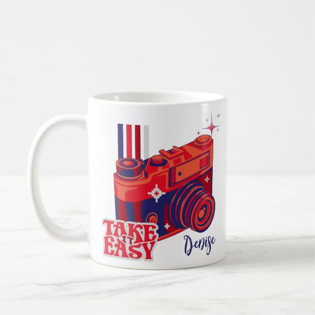Take It Easy Retro Camera Coffee Mug (Left)
