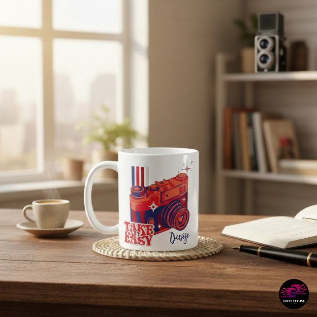 Take It Easy Retro Camera Coffee Mug (A cozy retro vibe for every photographer—your new favorite camera mug.)