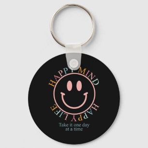 Take It One Day At Time Retro Groovy Mental Health Key Ring