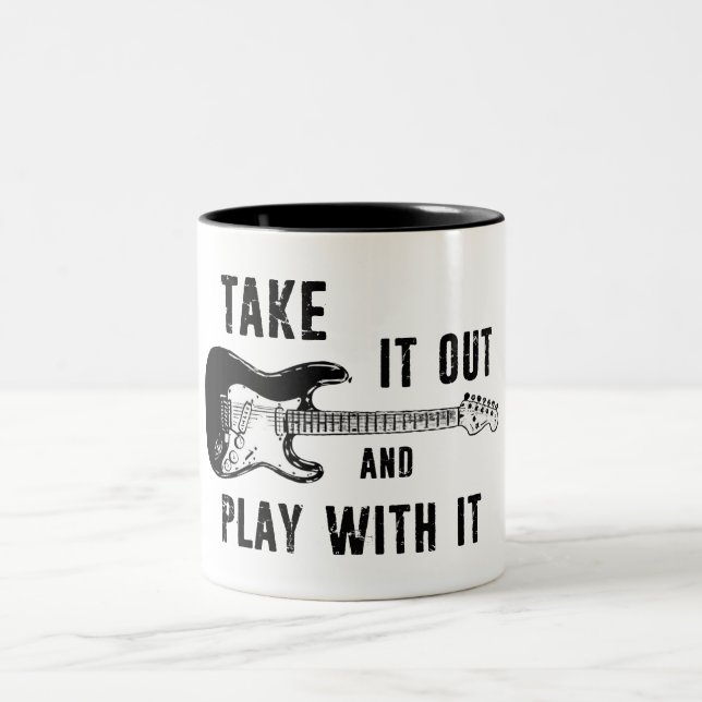 Take It Out And Play With It Guitar Two-Tone Coffee Mug (Center)