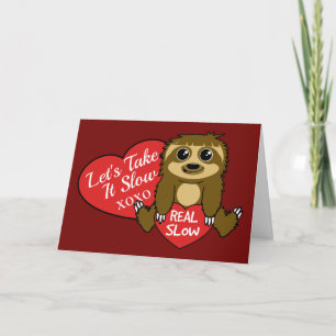 Take It Slow Sloth Valentine's Day Holiday Card