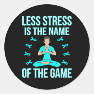 Take Less Stress Ptsd Awareness Ribbon Support Gra Classic Round Sticker