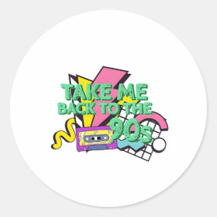 Take Me Back 90s Colour Pop Art Classic Round Sticker