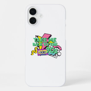 Take Me Back 90s Colour Pop Art iPhone 16 Plus Case