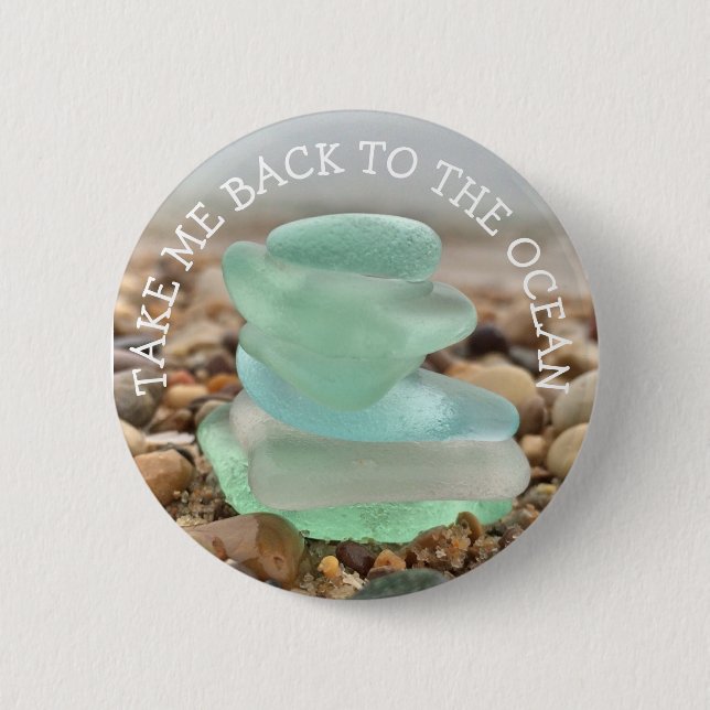 Take me Back to Ocean Teal Sea Glass Buttons (Front)