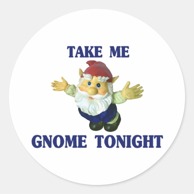Take Me Gnome Tonight Classic Round Sticker (Front)