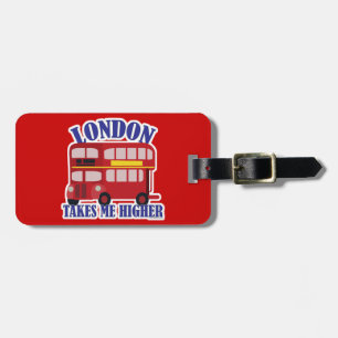Take Me Higher in London Cartoon Bus Fun Luggage Tag