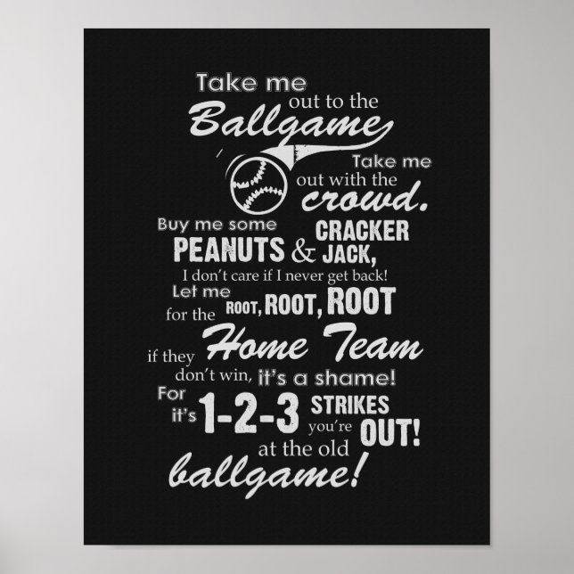 Take Me Out To The Ballgame - Black Poster (Front)