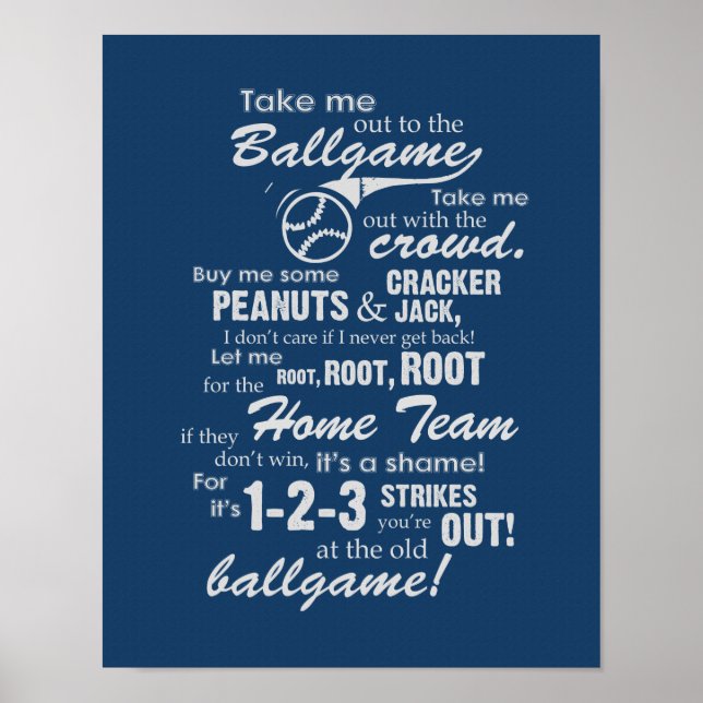 Take Me Out To The Ballgame - Blue Poster (Front)