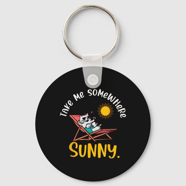 Take Me Somewhere Beach Sunny Vacation Summer Key Ring (Front)