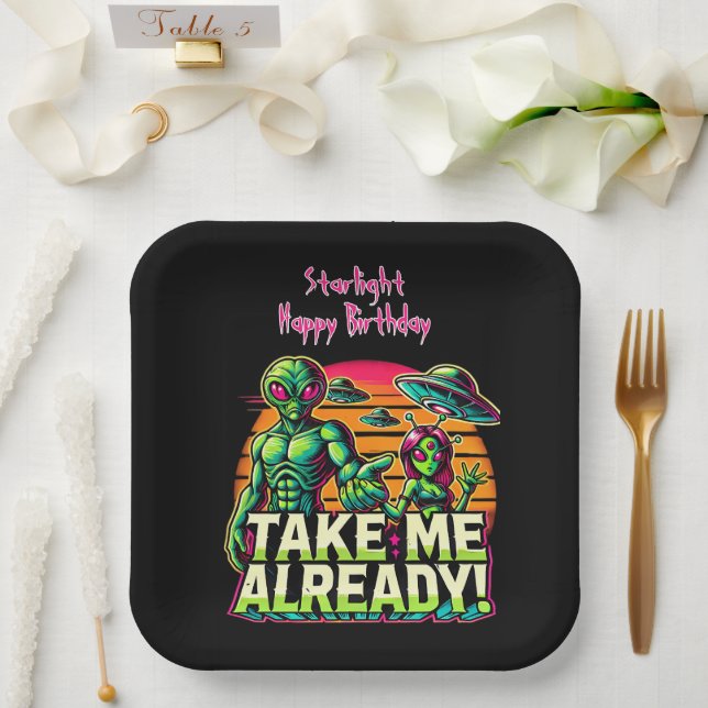 Take Me to Cosmic Adventures! Paper Plate (Wedding)