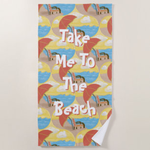 Take Me to The Beach Illustration Towel