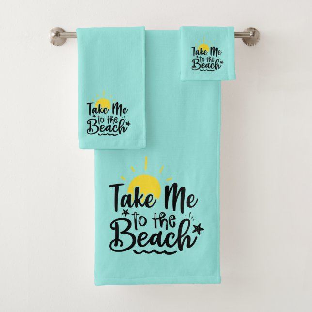 Take Me To The Beach Yellow Sunshine Bath Towel Set (Insitu)