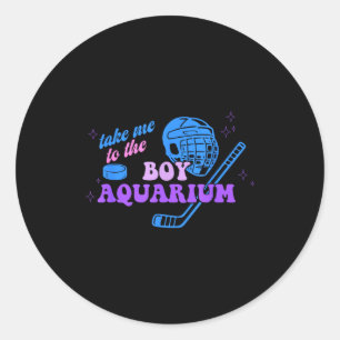 Take me to the boy aquarium funny hockey  classic round sticker