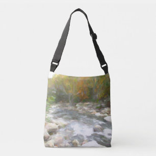 Take Me to the Creek Impasto Artwork Crossbody Bag