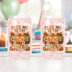 Take Me to The Pumpkin Patch Autumn Can Glass