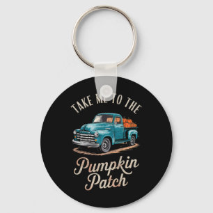 Take Me To The Pumpkin Patch Truck Autumn Fall Hal Key Ring
