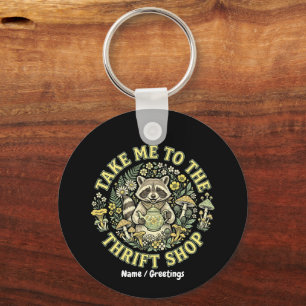 Take Me To The Thrift Shop Vintage Raccoon Cottage Key Ring