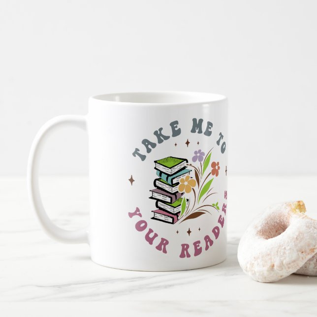 Take Me to Your Readers - Library Books Coffee Mug (With Donut)