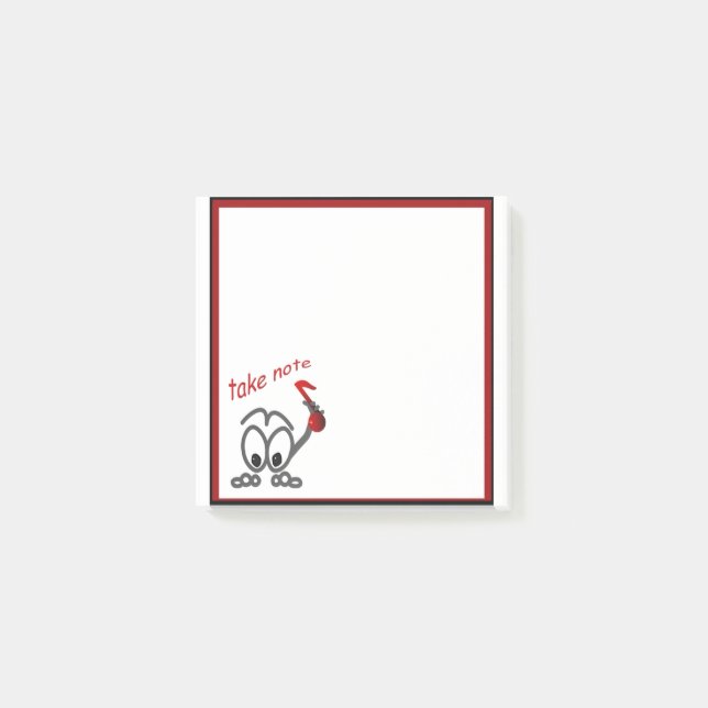 Take Note Music Teacher Funny Stickman Post It 3x3 (Front)
