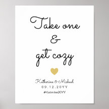 Take One and Get Cosy Wedding Blanket Favour Sign