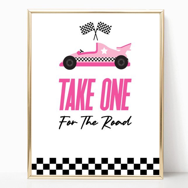 Take One For The Road Pink Race Car Favours Sign (Creator Uploaded)