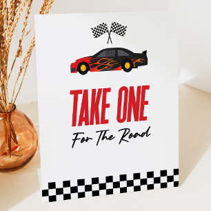 Take One For The Road Red Race Car Favours Pedestal Sign