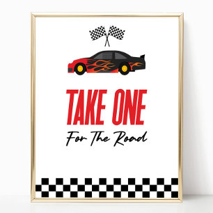 Take One For The Road Red Race Car Favours Sign