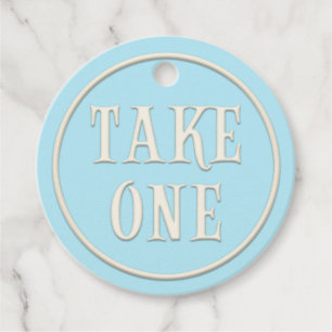 "Take One" Wonderland Tea Party Blue Personalised Favour Tags