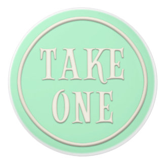 "Take One" Wonderland Tea Party Pastel Green Ceramic Knob
