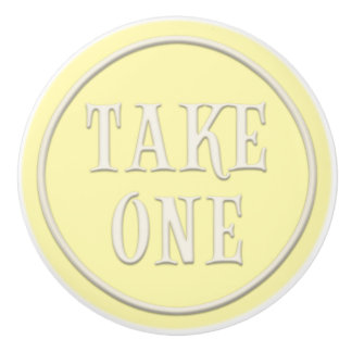 "Take One" Wonderland Tea Party Pastel Yellow Ceramic Knob