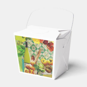 Take-out box with food and wine design