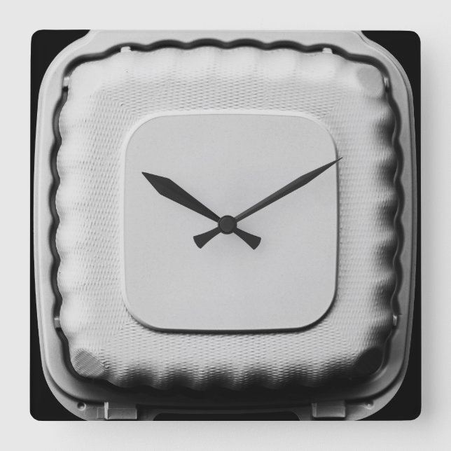Take Out Container Still Life - Fun Cool Unique Square Wall Clock (Front)