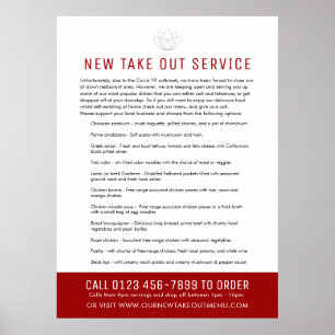 Take out emergency restaurant notice and new menu poster