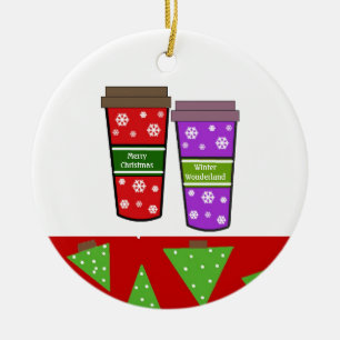 Take Out Holiday Coffees Ceramic Ornament