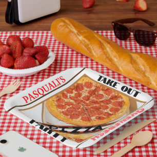 Take Out Pizza Party NAME Paper Plate
