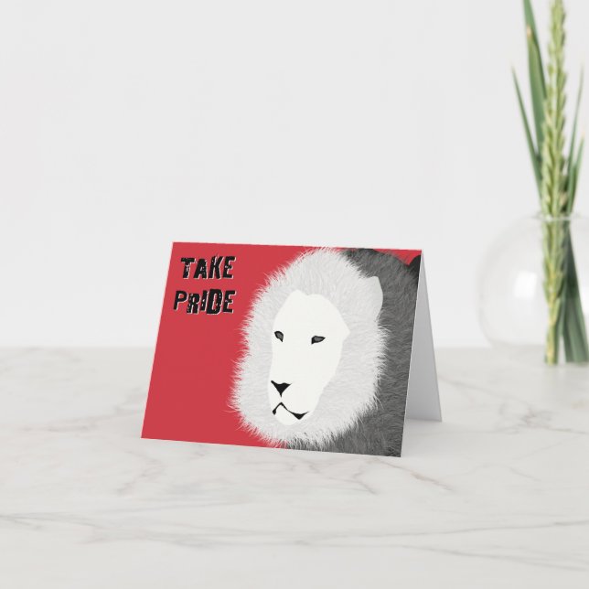 Take Pride Note Card - Lion in Red (Front)