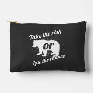 Take Risk – Motivational Quote Bear Graphic Design Accessory Pouch
