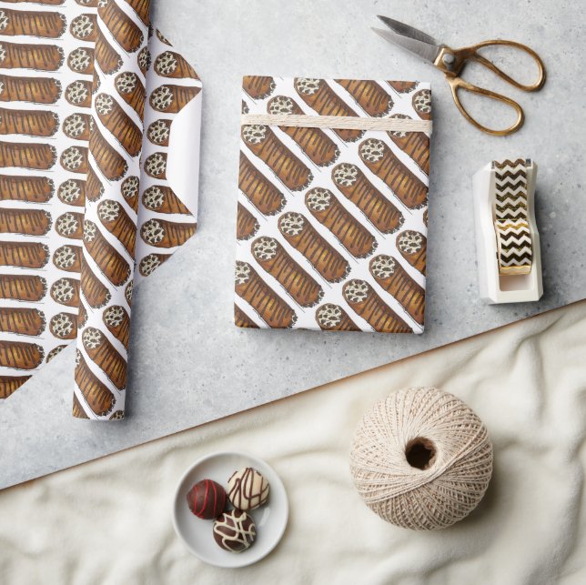 Take The Cannoli Italian Chocolate Chip Pastry Wrapping Paper (Crafts)