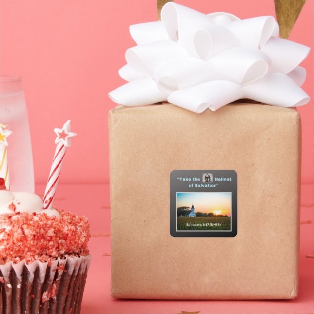 Take the Helmet of Salvation - Square Stickers (Party)